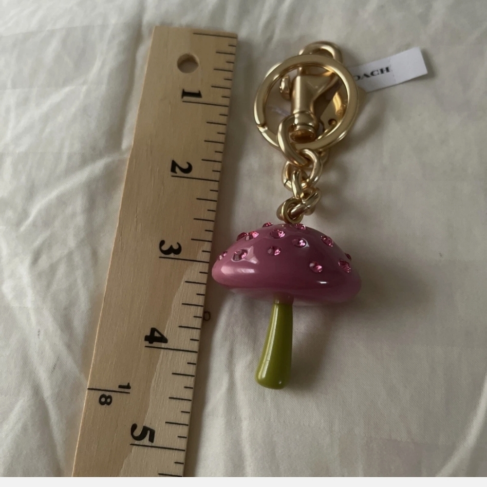 Coach Pink and Green Mushroom Bag Charm COACH OBSERVED BY US MUSHROOM BAG CHARM